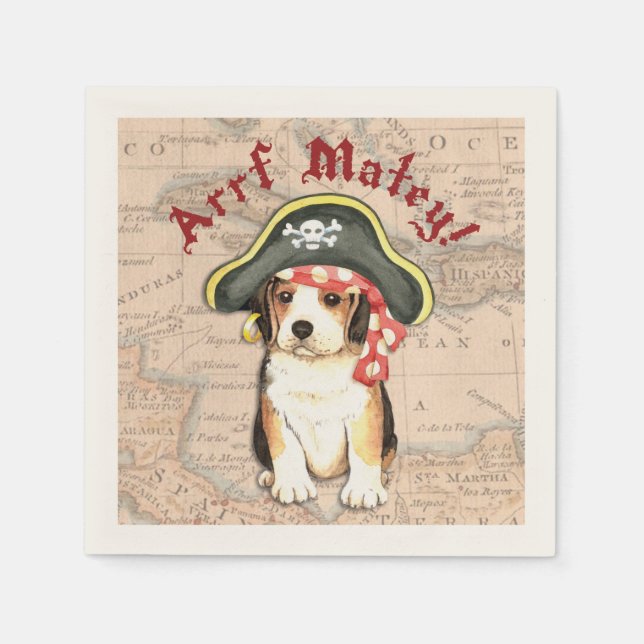 Pirate Hat Beagle Napkin (Front)