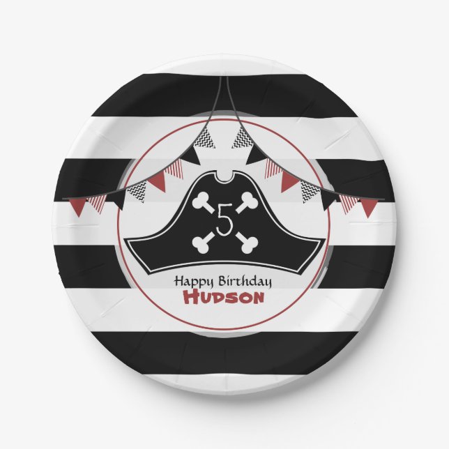 Pirate Hat Birthday Paper Plate (Front)
