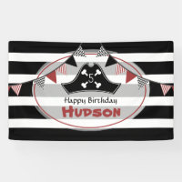 Pirate Hat Black + White Stripes Birthday