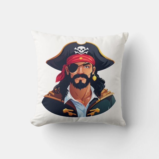 Pirate head with hat sailor and Eye Patch and Bear Cushion (Front)