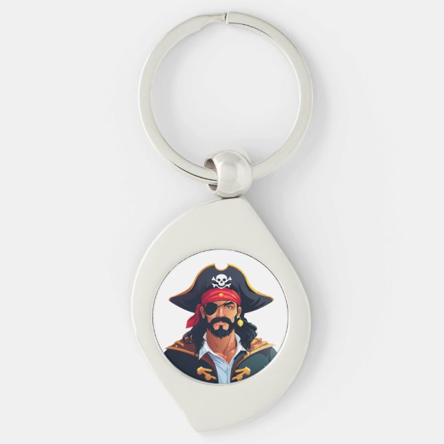 Pirate head with hat sailor and Eye Patch and Bear Key Ring (Front)