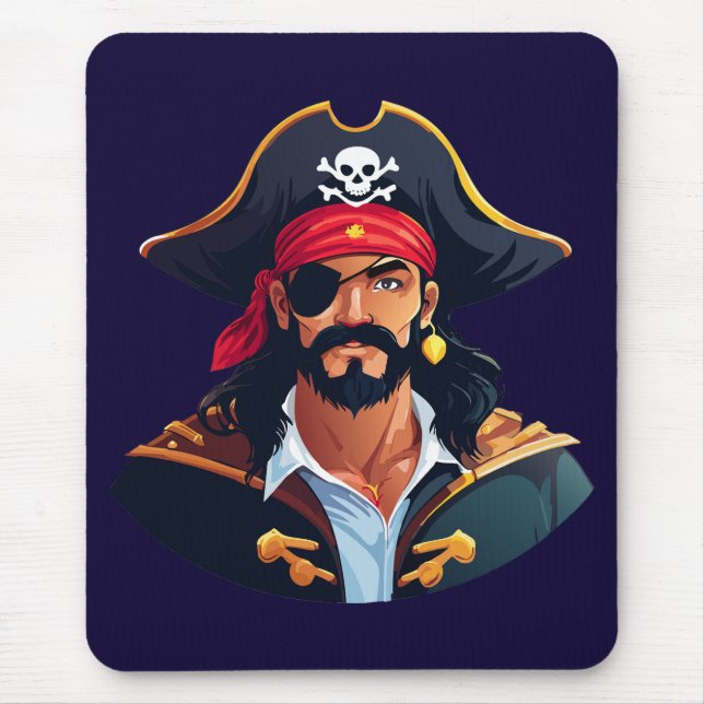 Pirate head with hat sailor and Eye Patch and Bear Mouse Pad (Front)