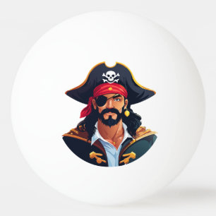 Pirate head with hat sailor and Eye Patch and Bear Ping Pong Ball