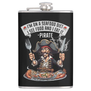 Pirate - I'm On A Seafood Diet. I See Food, And I Hip Flask