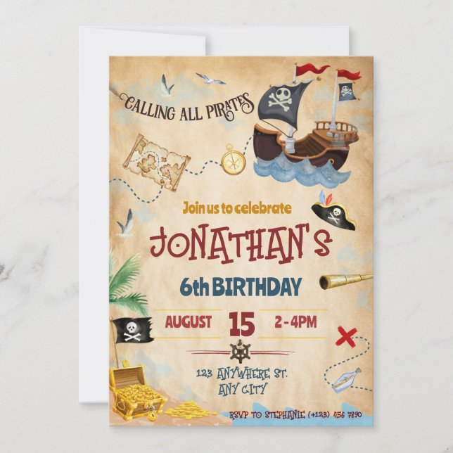 Pirate invitation Instant Download (Front)