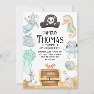 Pirate Invitation, Pirate Birthday Invitation