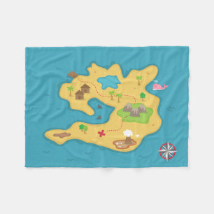 Pirate Island, Treasure Map, Nautical Boys Room Fleece Blanket