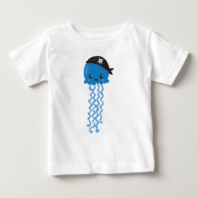 Pirate Jellyfish, Cute Jellyfish, Little Jellyfish Baby T-Shirt (Front)