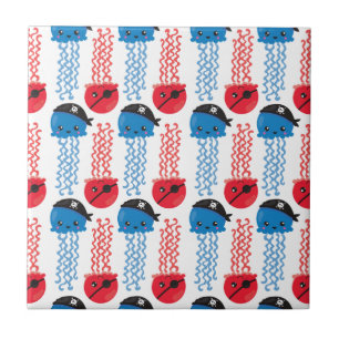 Pirate Jellyfish, Jellyfish Pattern, Sea Animals Ceramic Tile