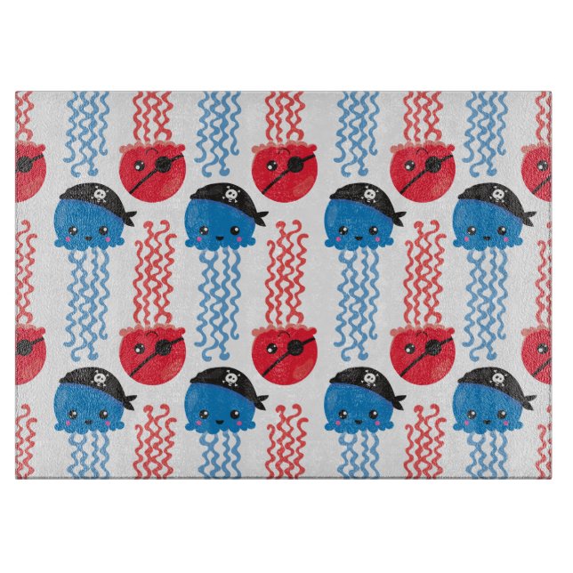 Pirate Jellyfish, Jellyfish Pattern, Sea Animals Cutting Board (Front)
