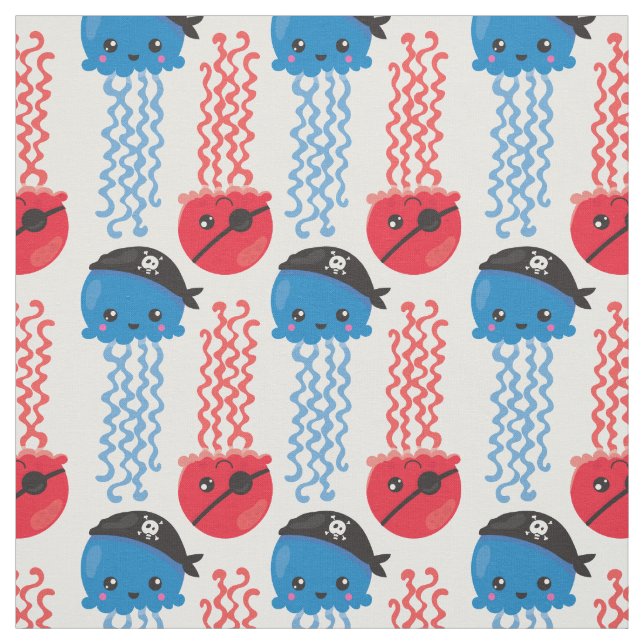 Pirate Jellyfish, Jellyfish Pattern, Sea Animals Fabric (Swatch)