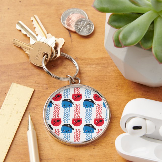Pirate Jellyfish, Jellyfish Pattern, Sea Animals Key Ring (Desk)