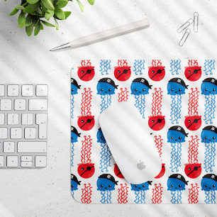 Pirate Jellyfish, Jellyfish Pattern, Sea Animals Mouse Pad