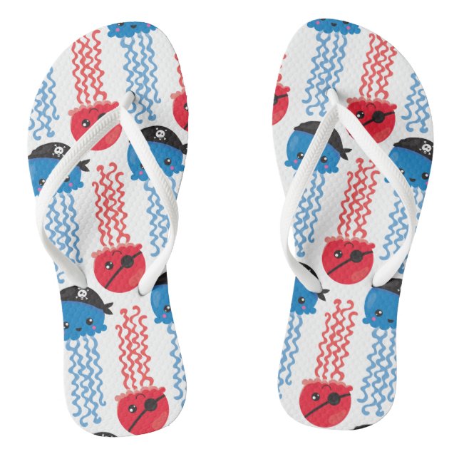 Pirate Jellyfish, Jellyfish Pattern, Sea Animals Thongs (Footbed)