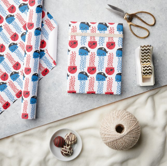 Pirate Jellyfish, Jellyfish Pattern, Sea Animals Wrapping Paper (Crafts)