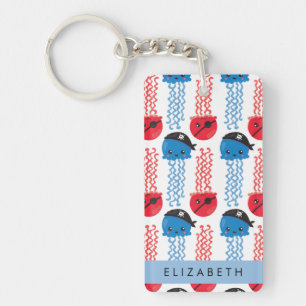 Pirate Jellyfish, Jellyfish Pattern, Your Name Key Ring