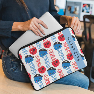 Pirate Jellyfish, Jellyfish Pattern, Your Name Laptop Sleeve
