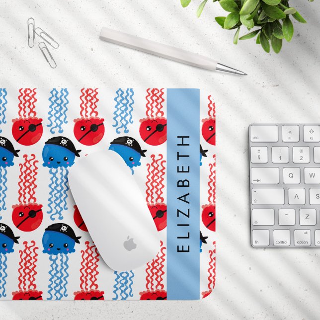 Pirate Jellyfish, Jellyfish Pattern, Your Name Mouse Pad (Creator Uploaded)