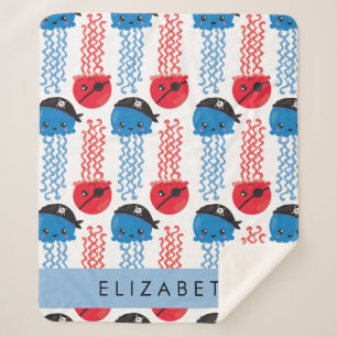 Pirate Jellyfish, Jellyfish Pattern, Your Name Sherpa Blanket