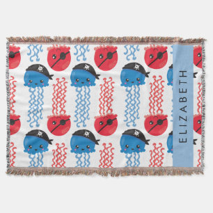 Pirate Jellyfish, Jellyfish Pattern, Your Name Throw Blanket