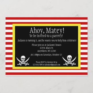 Pirate Jolly Roger Birthday Invitation