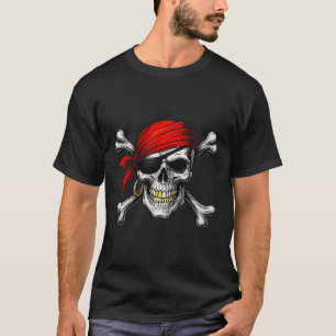 Pirate Jolly Roger Flag And Skull Crossbones Hallo T-Shirt