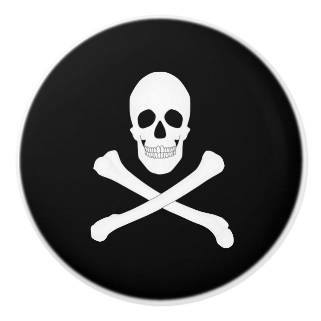 Pirate (Jolly Roger) Flag Ceramic Knob (Front)
