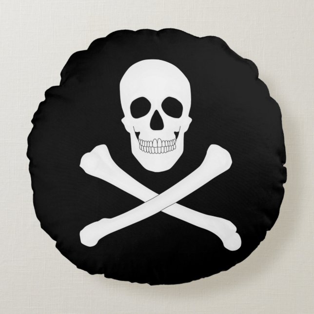 Pirate (Jolly Roger) Flag Round Cushion (Front)