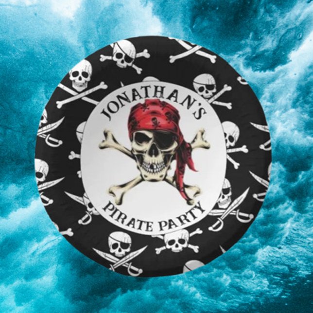 Pirate JOLLY ROGER  Paper Plate (Serve your favorite treats with Pirate JOLLY ROGER Paper Bowls)
