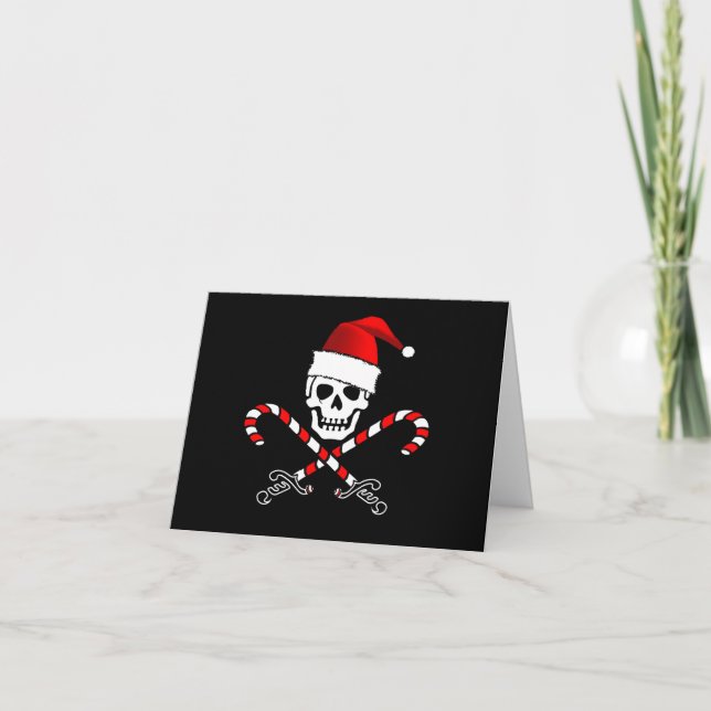 Pirate Jolly Roger Santa Christmas Card (Front)