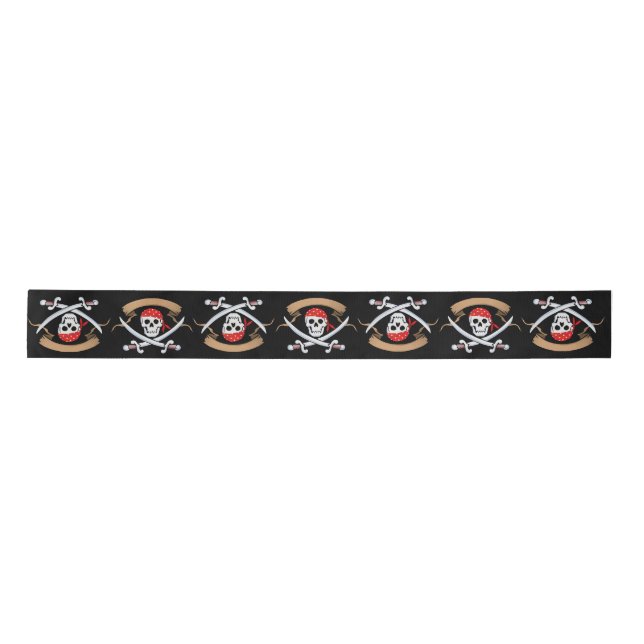 Pirate Jolly Roger Satin Ribbon (Front)