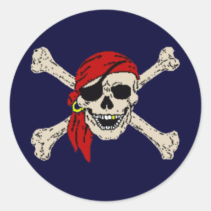 Pirate, Jolly Roger, Skull Classic Round Sticker