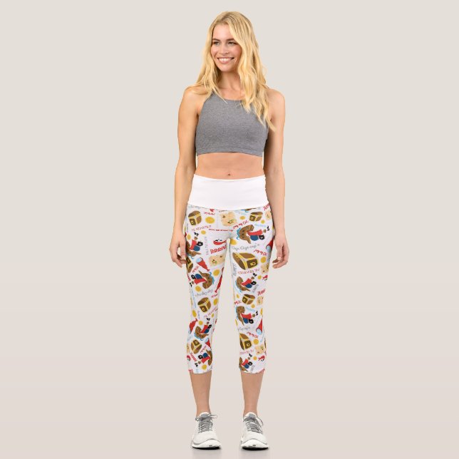 Pirate jolly roger treasure capri leggings (Front)
