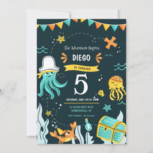 Pirate Juvenile Birthday Party Invitation (Front)