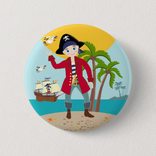 Pirate kid birthday party 6 cm round badge