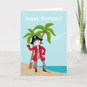 Pirate kid birthday party card