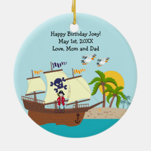 Pirate kid birthday party ceramic ornament