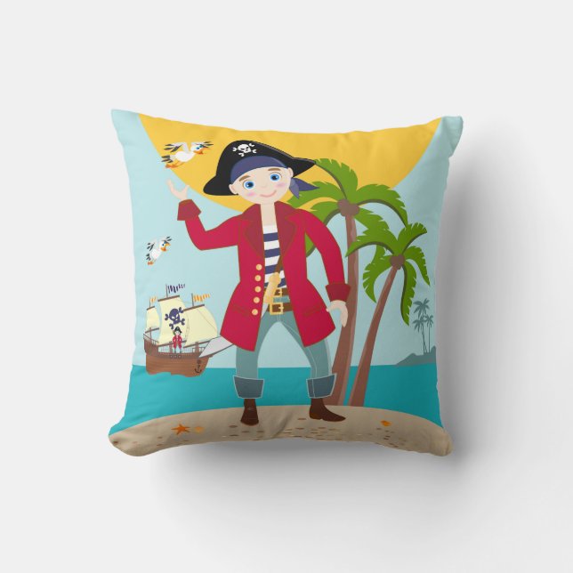 Pirate kid birthday party cushion (Front)