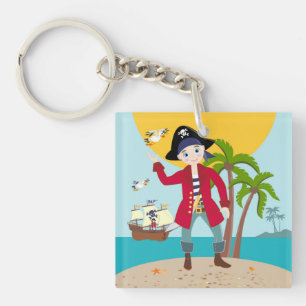 Pirate kid birthday party key ring