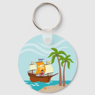 Pirate kid birthday party key ring