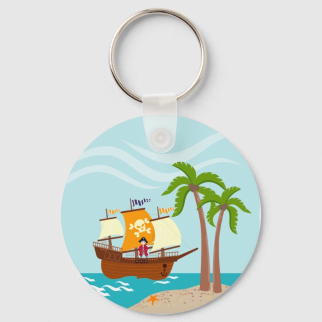Pirate kid birthday party key ring (Front)