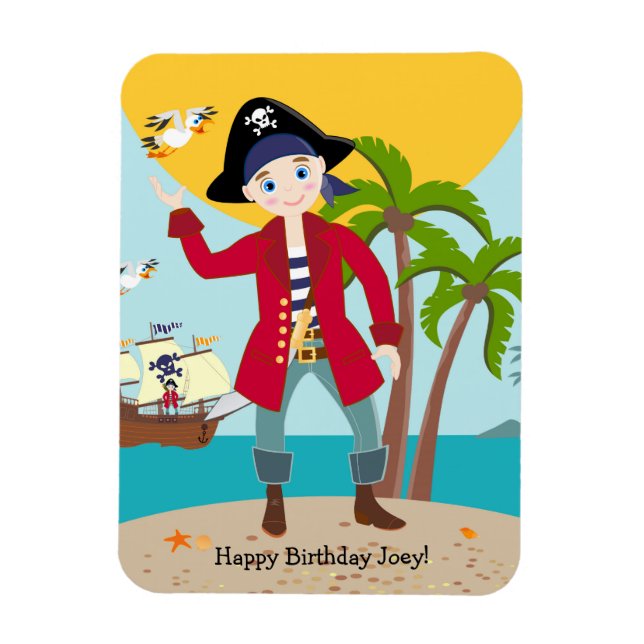 Pirate kid birthday party magnet (Vertical)