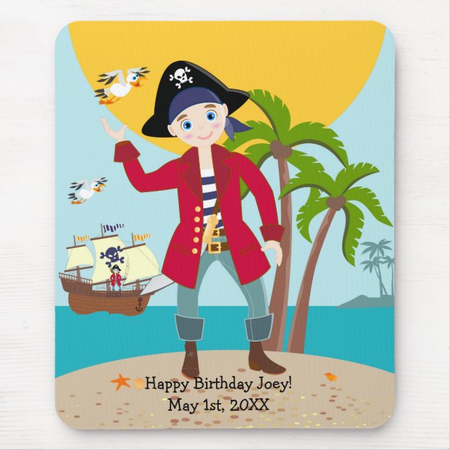 Pirate kid birthday party mouse pad (Front)