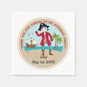 Pirate kid birthday party napkin