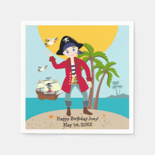 Pirate kid birthday party napkin