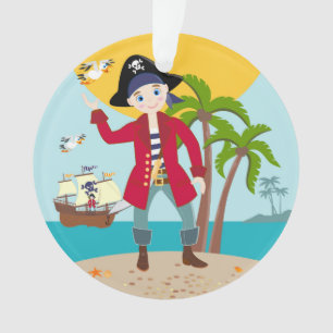 Pirate kid birthday party ornament