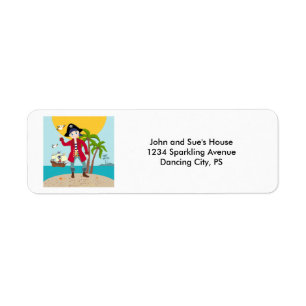 Pirate kid birthday party return address label