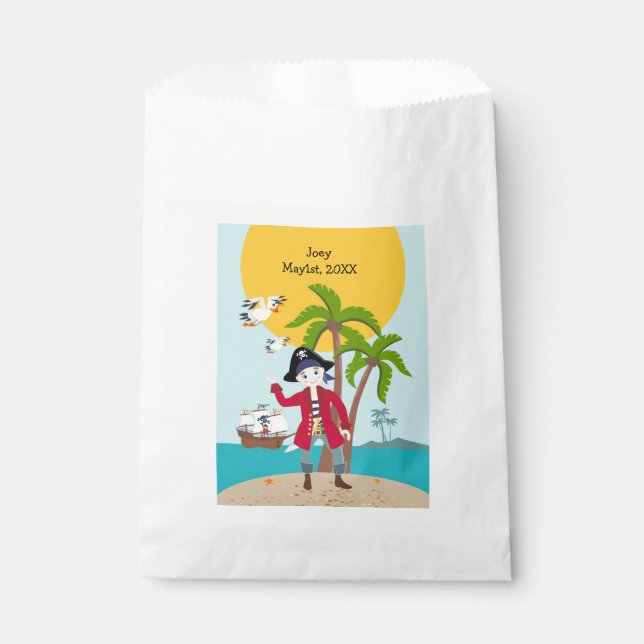 Pirate kid party favour paper bag (Front)