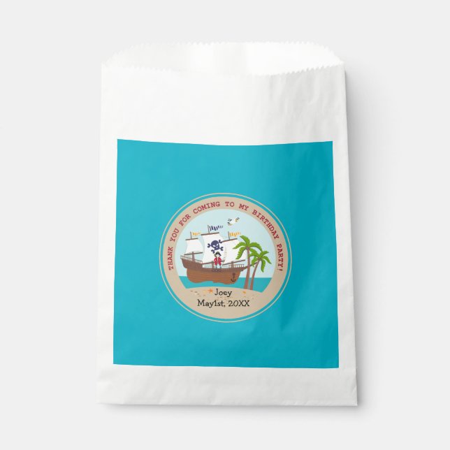 Pirate kid party favour paper bag (Front)