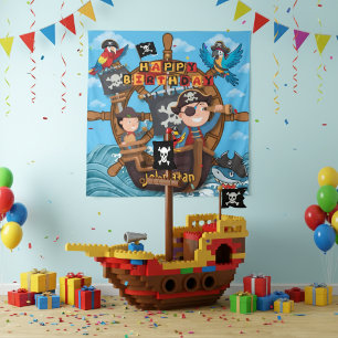 Pirate Kids Birthday  Backdrop Banner  Tapestry